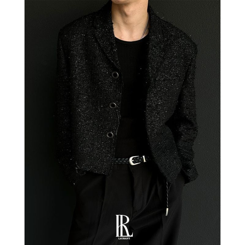 [PREMIUM] Crush glitter tweed jacket(2color)