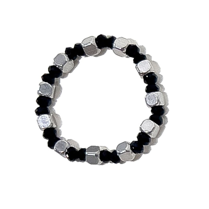 [3SET] Aztec beads rings black