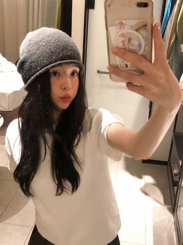 Shirring Ribbon String Knit Beanie (2color)