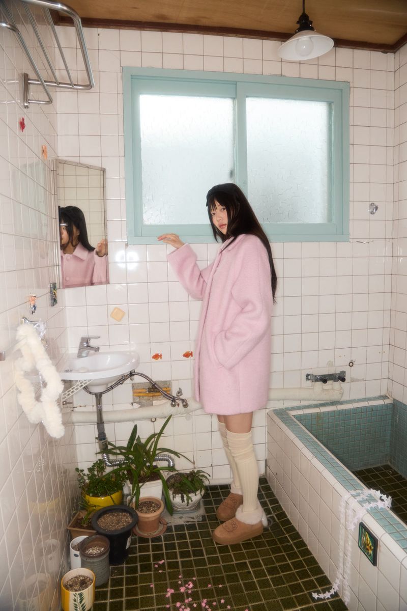 BUBBLE WOOL HALF COAT (PINK)
