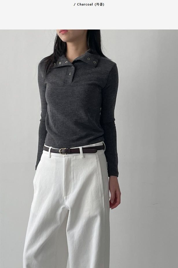 Rivet High Neck Slim Fit T-Shirt
