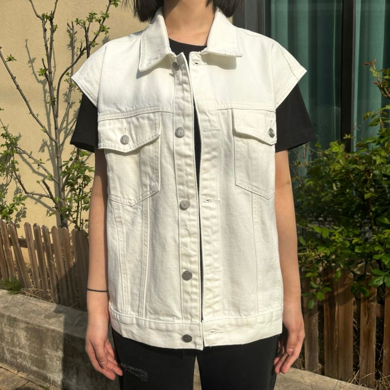 LOOSE FIT WHITE DENIM VEST code 21011