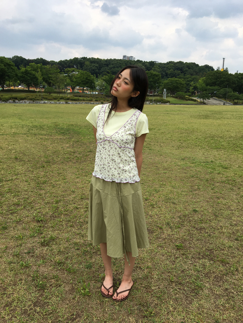Tilt strap midi skirt (3color)