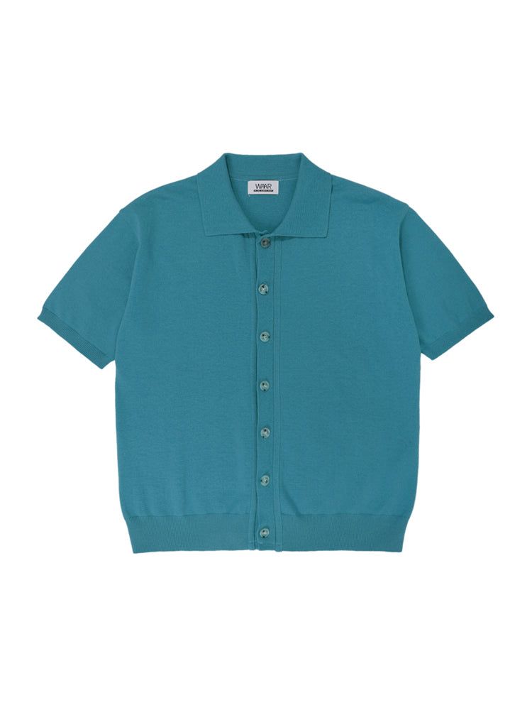 T1015 OPEN SHORT-SLEEVED KNIT_BLUEGREEN