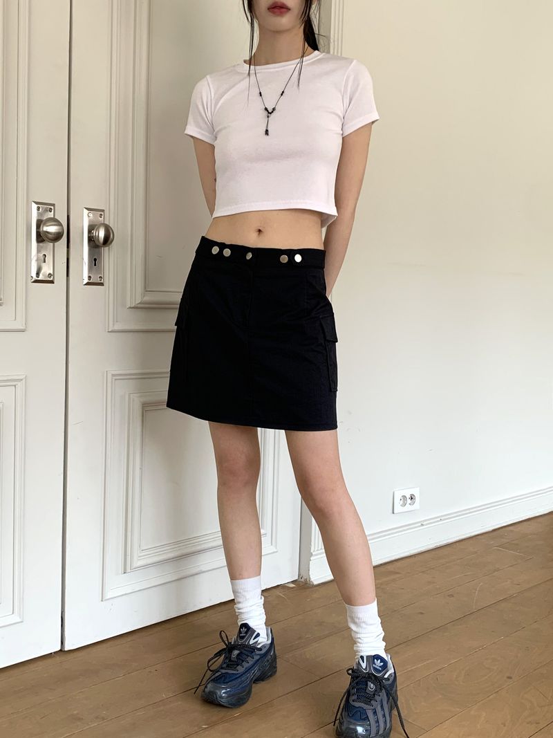 Naing Bijo Pocket Cargo Nylon Mini Skirt