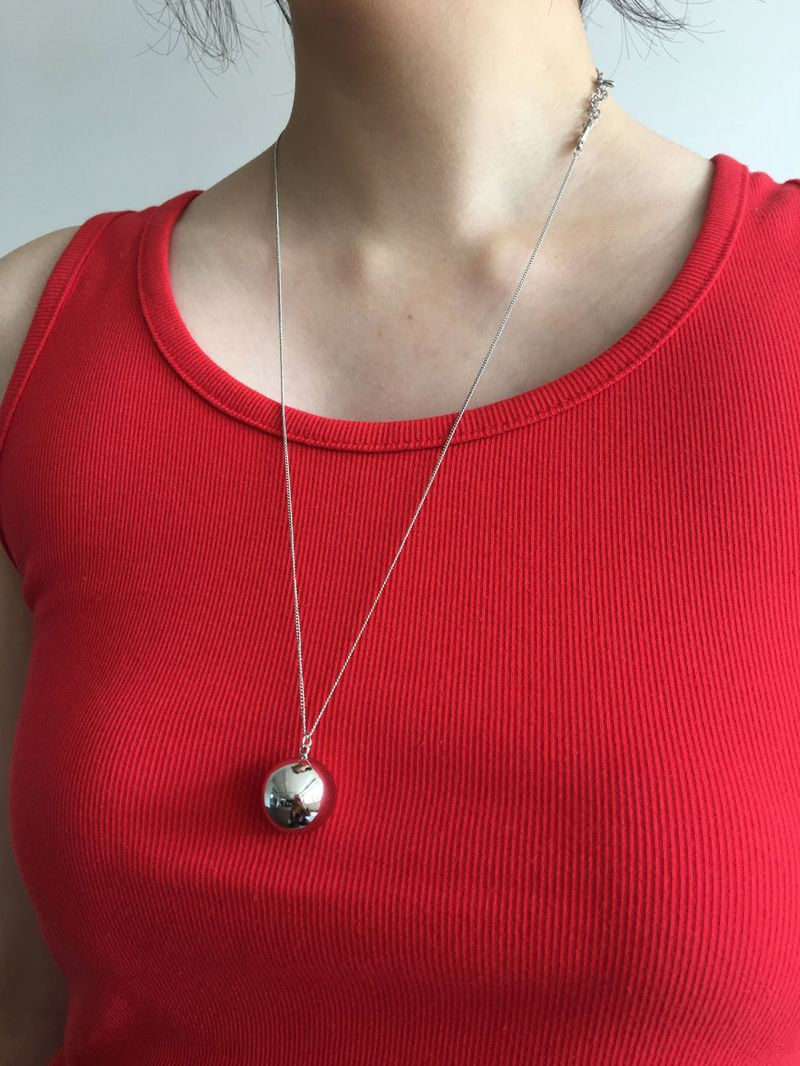 Silver Ball Long Necklace (1color)