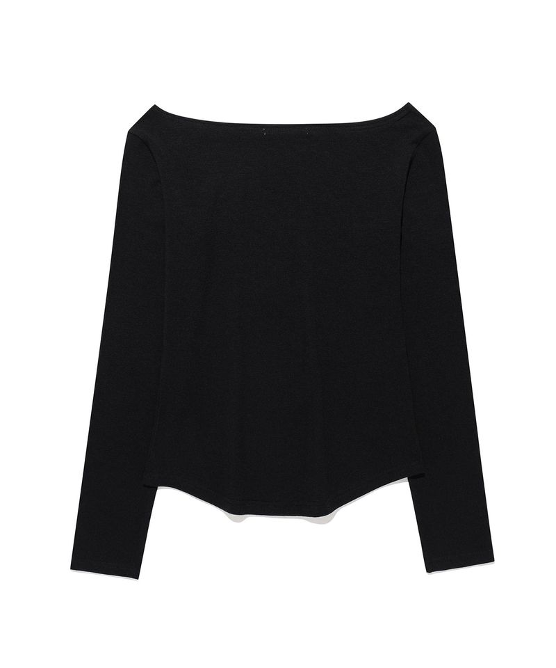 Sheer Wool Tencel LS Tee Black (KIB6MFT566A)