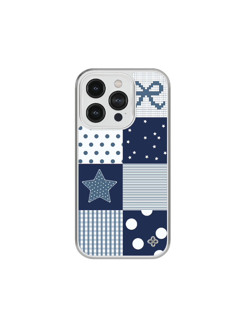 [Glass Silver] Patchwork Case (Mag safe)