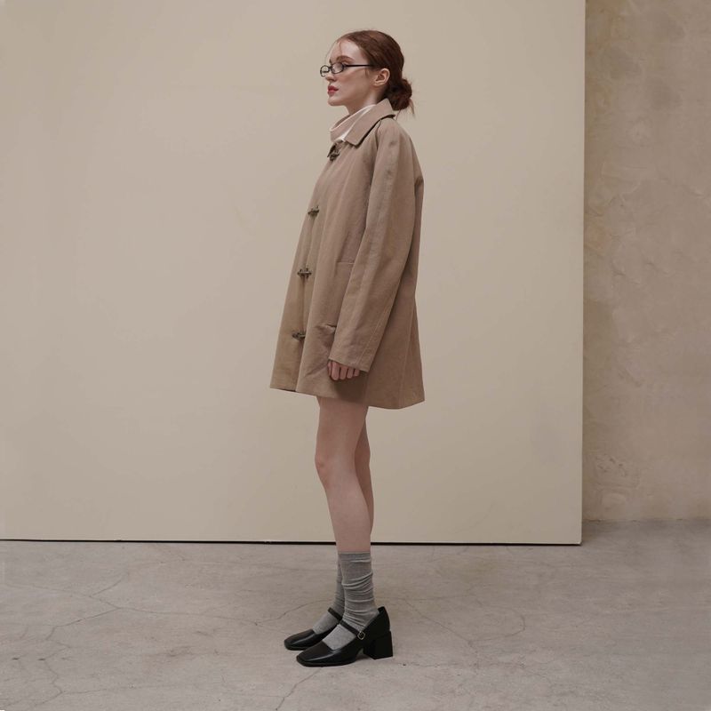 Beige Trench Half Coat