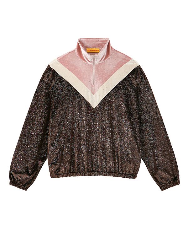 CLUT STUDIO(クラットスタジオ)の「velvet training zip-up top - BROWN(Tops)」
