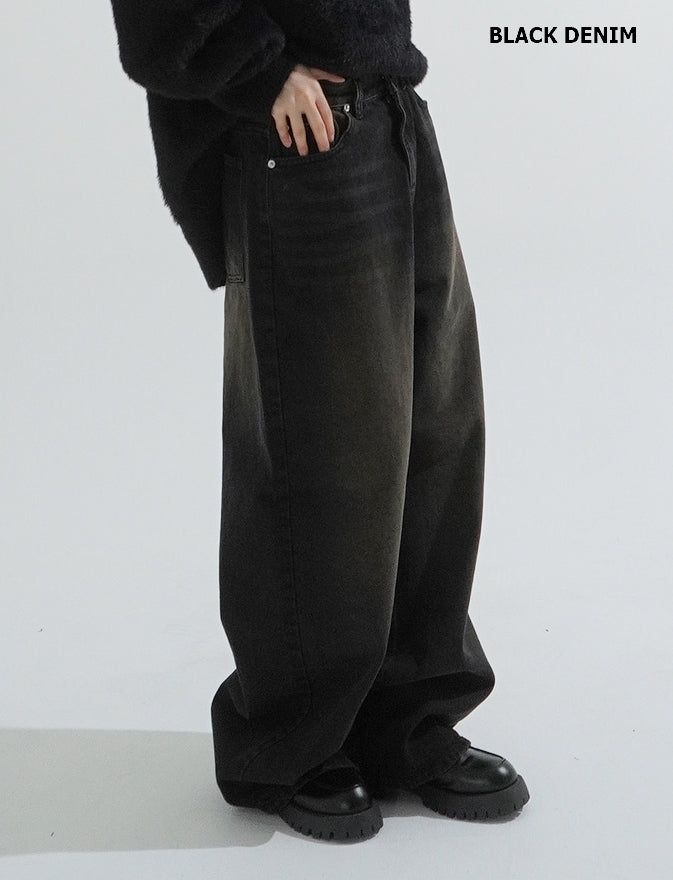Maison washing wide denim pants