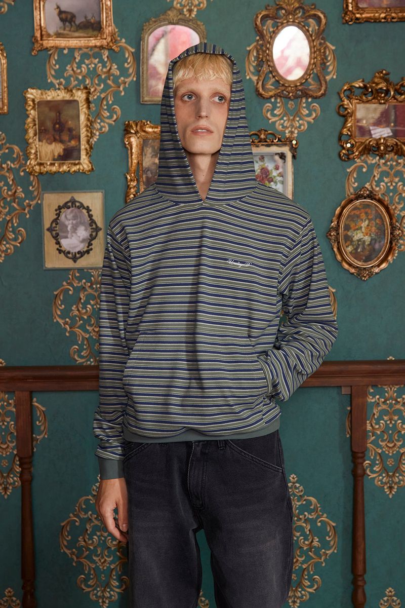 STRIPE LOGO HOODIE / GREEN