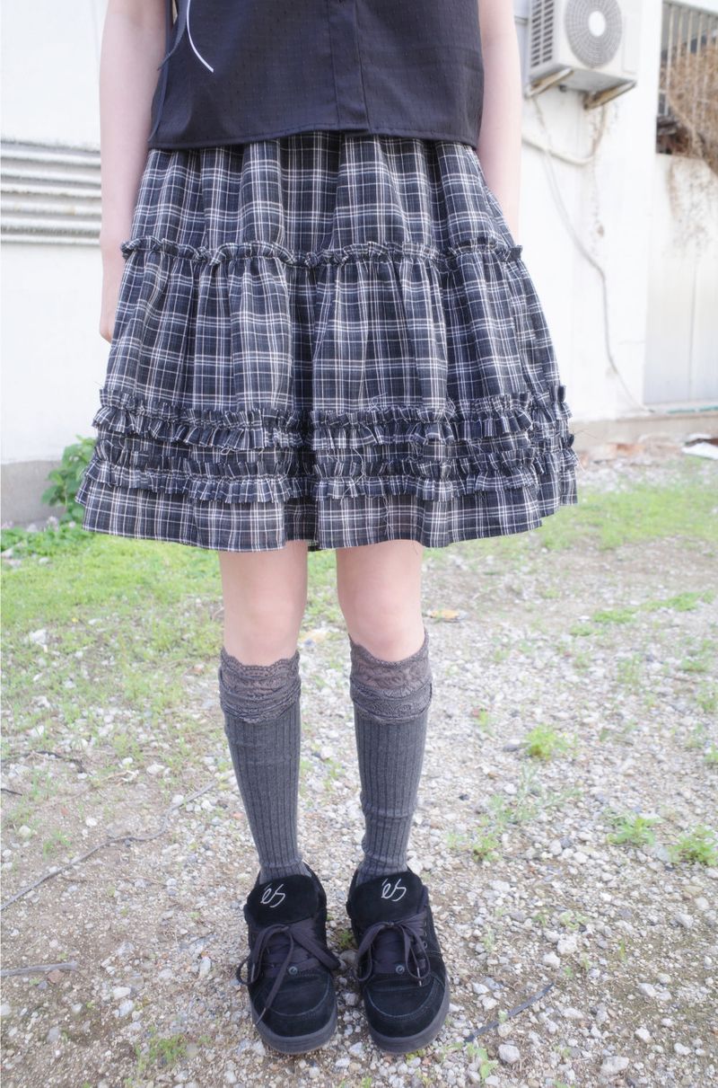 チューチェックフリルミディスカート