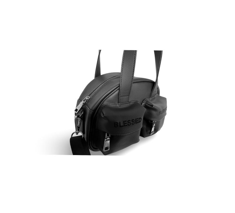 HALF MOON SHOULDER HAND BAG_SMALL-Coating canvas blackYgreen