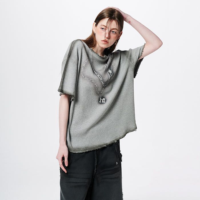 ネックレスグラフィックオーバーサイズTシャツ