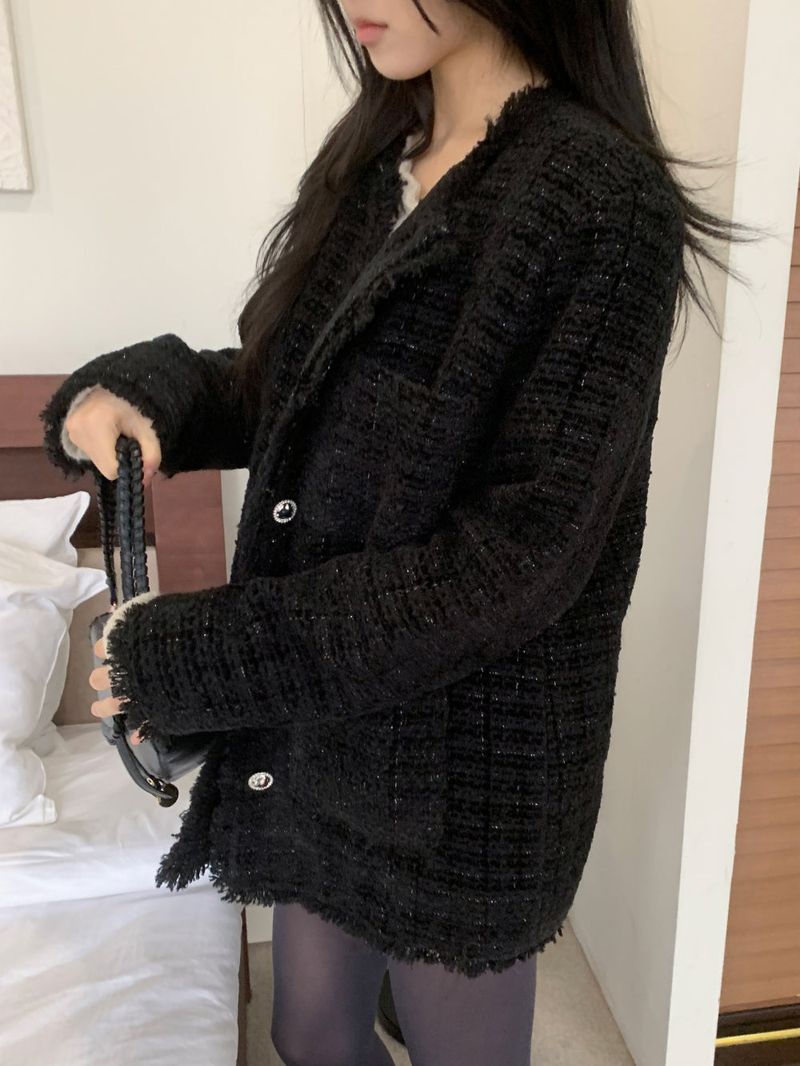 IF classic oversized tweed quilted jacket