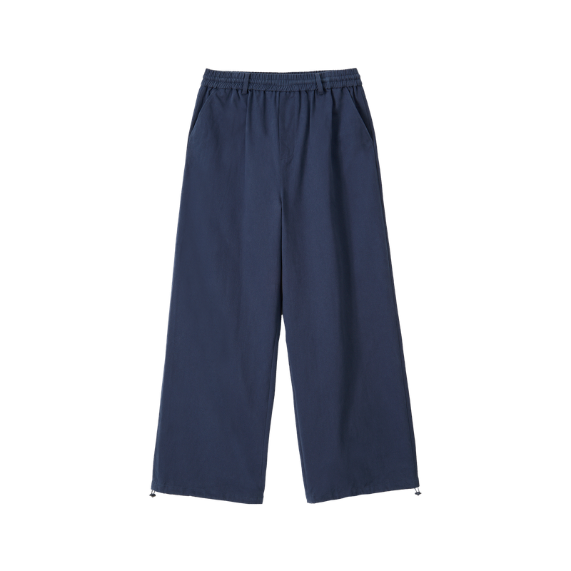 Essential Twill String Banding Wide Pants - NAVY