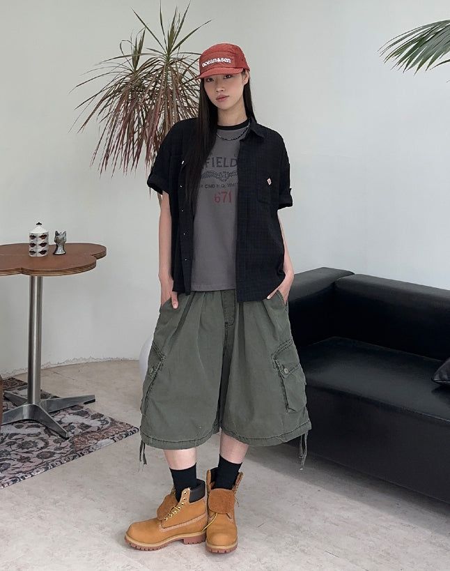 Sepun Roll-up Patch Check Shirt