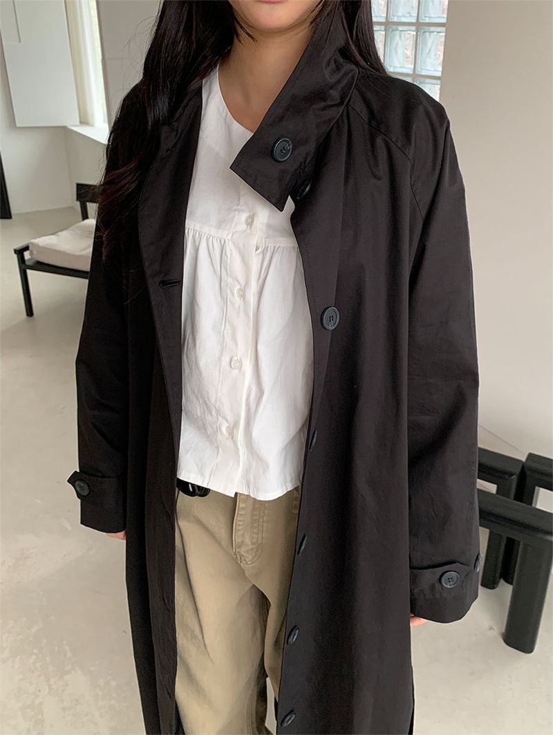HIGH NECK MAXI TRENCH COAT (3C)