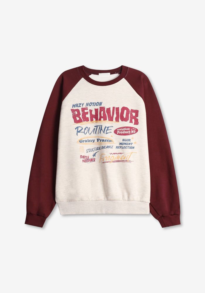 HY Raglan Printing Fleece Sweatshirt