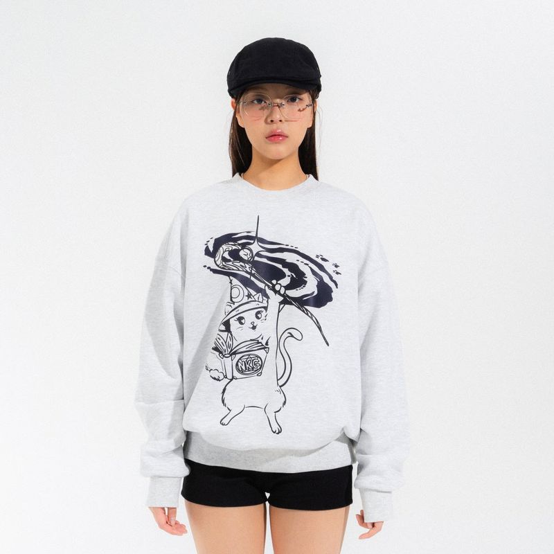 NEWKITSCH(ニューキッチジェネレーション)の「SUMMON CAT SWEATSHIRTS-LIGHT MELANGE(Tops)」