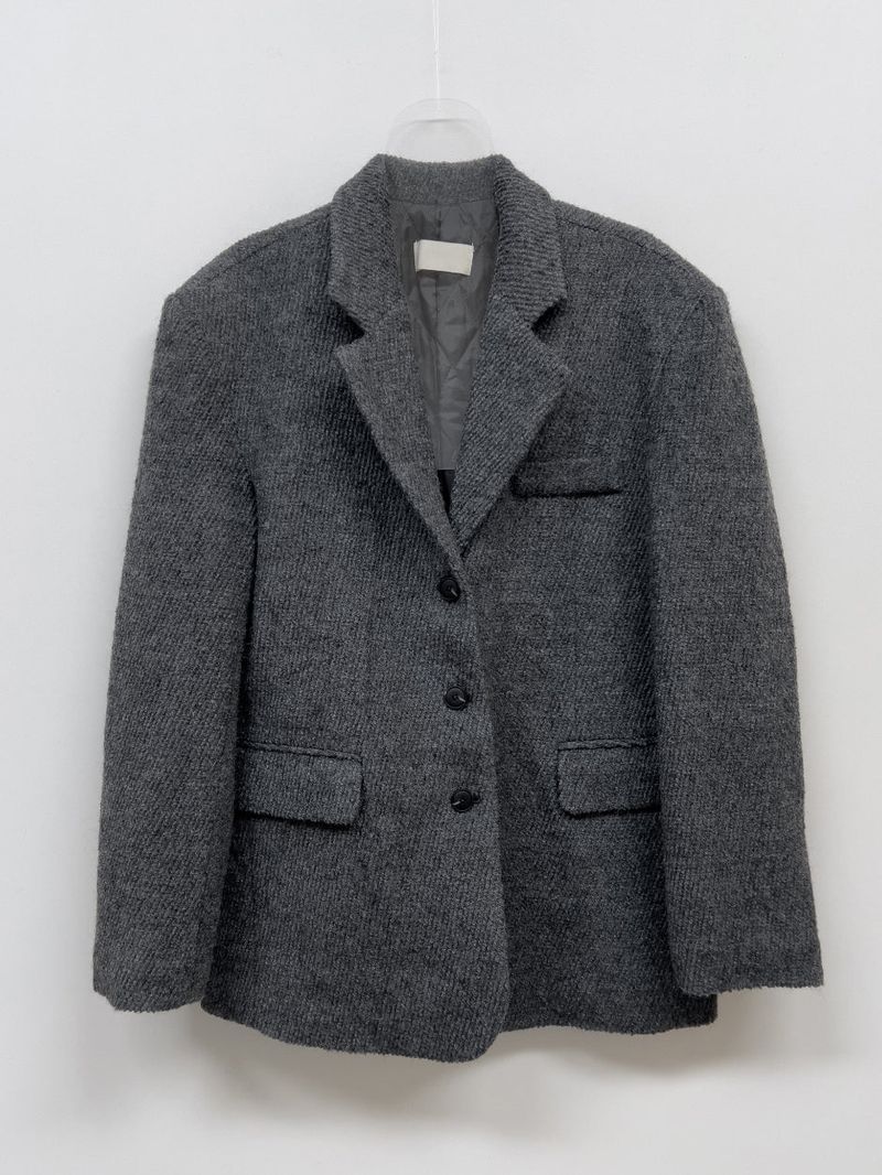 [Wool 50%/Quilted lining] Twill wool single over fit jacket