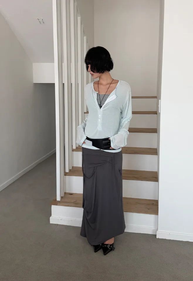 DRAPE STRAP MAXI SKIRT