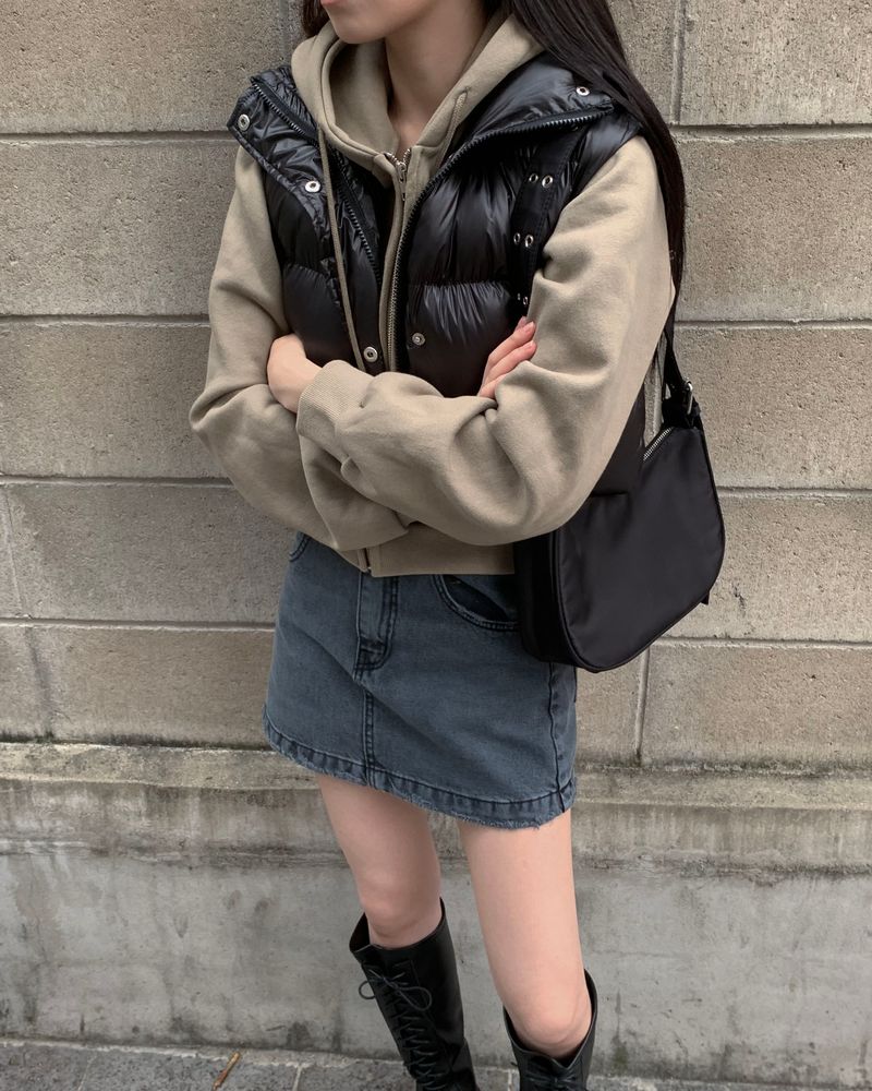 High crop padding vest