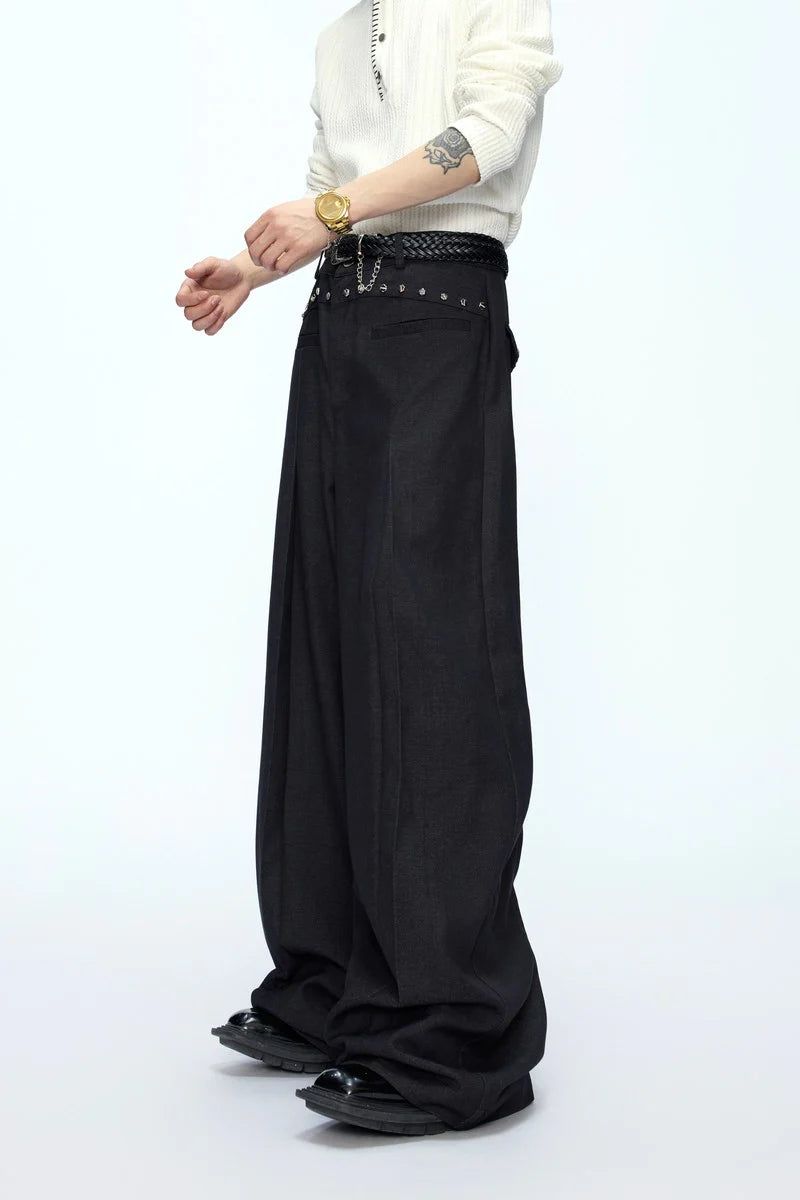 Deconstructed Wool Blend Suit Trousers