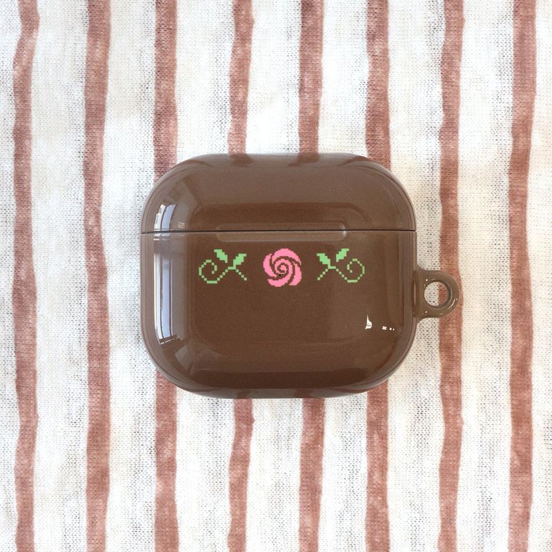 oab フラワーairpodsケース (ブラウン)
