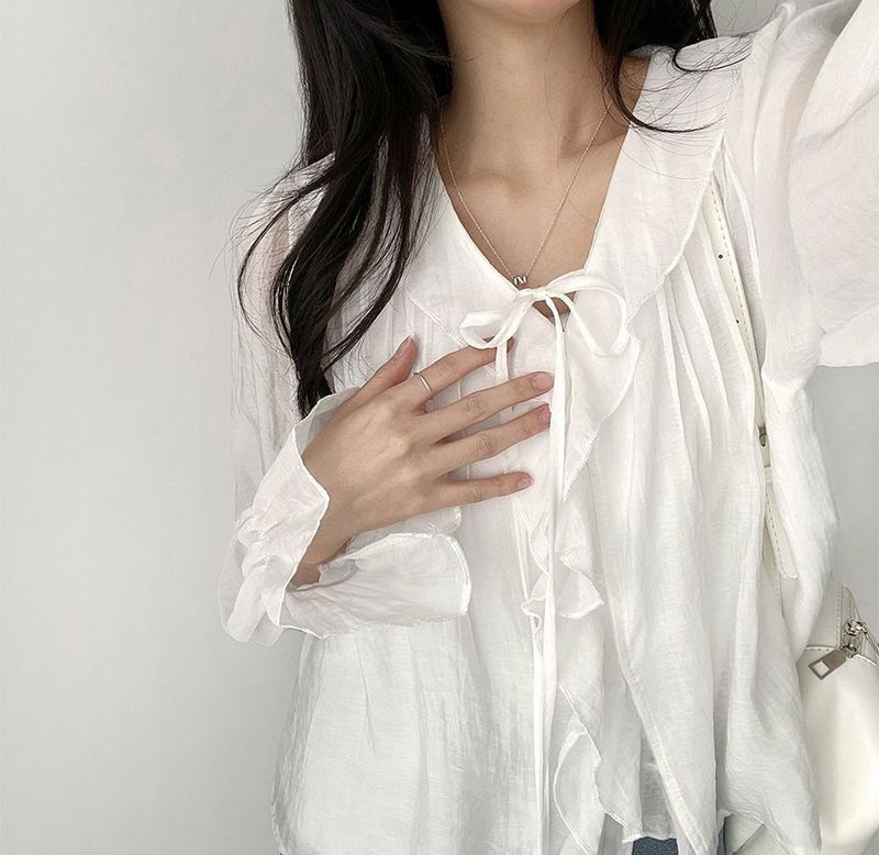 Poen puff string frilled blouse