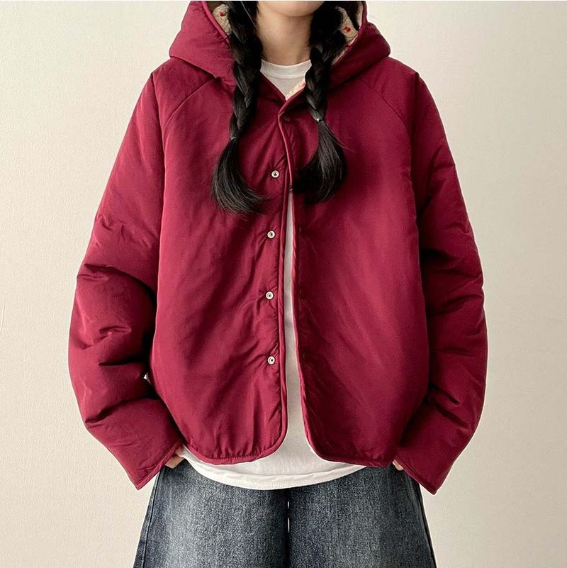 [Double-sided/Reversible*] PN Heart Pattern Fleece Hooded Jumper