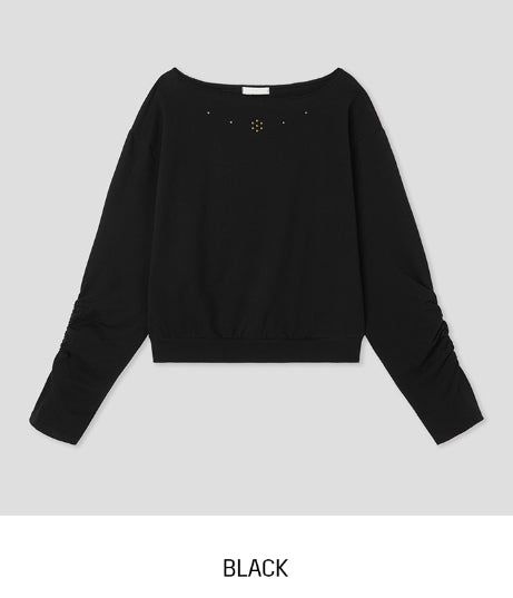Bohem Stud Off-Shoulder Sweatshirt