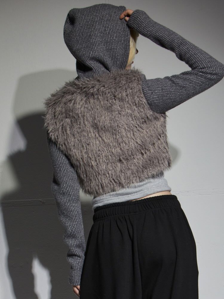 ANGORA FUR ZIP-UP