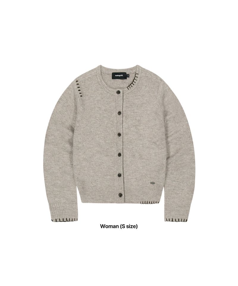 ROUND BUTTON UP CROP CARDIGAN_BEIGE