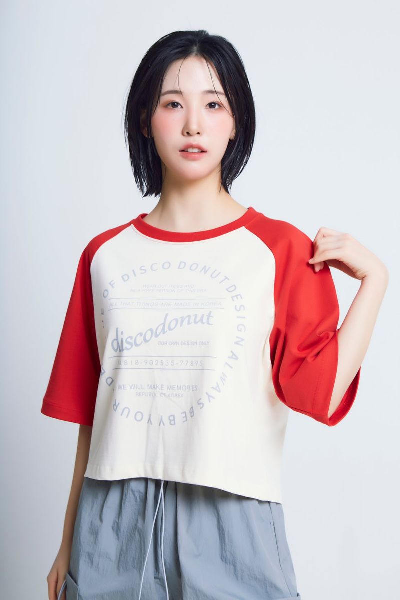 circle print raglan ½T-shirts_red/ivory