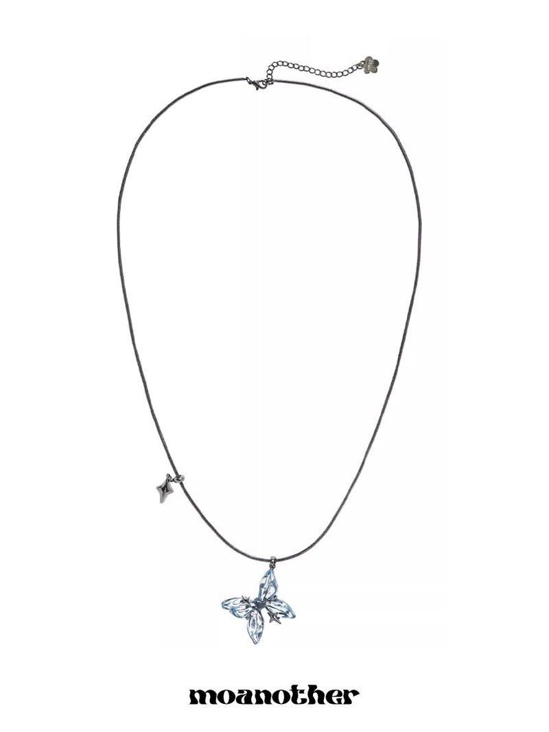 Blue Butterfly Long Necklace