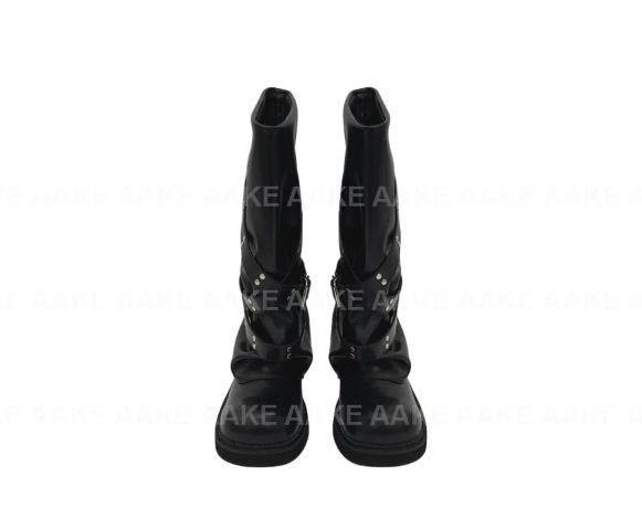 STUD HARNESS BIKER BOOTS