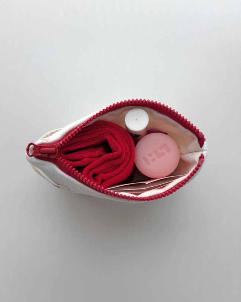 Posy ribbed flat pouch - white , M size