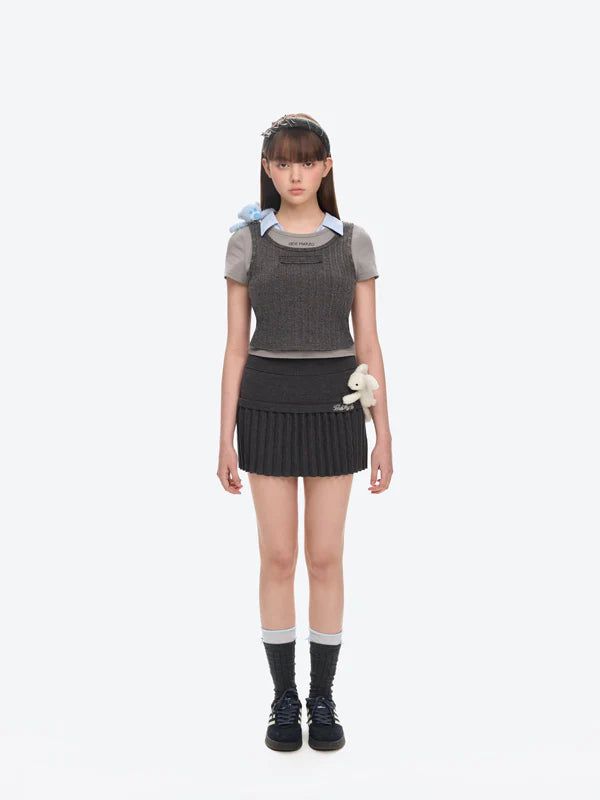 13DE MARZO Doozoo Knitted Pleated Skirt
