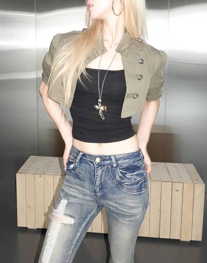 Napoleon Shoulder Crop Shirt