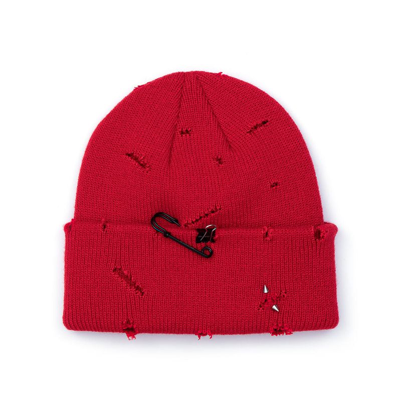 BBD Ripped Piercing Custom Beanie (Red)