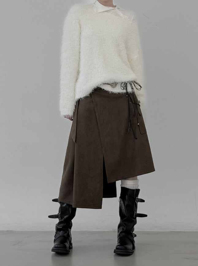 Open Button Slim Turtleneck