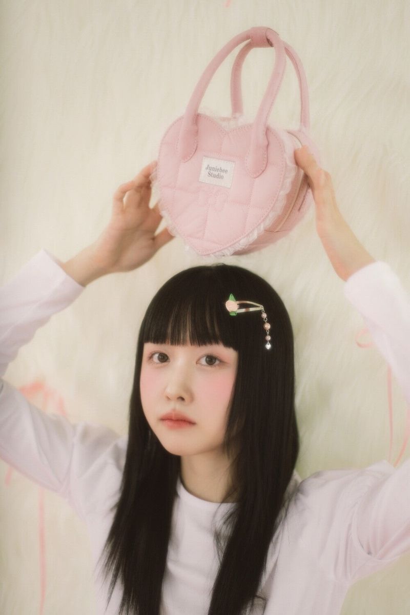 Junie Lace Heart Bag ( Pink )
