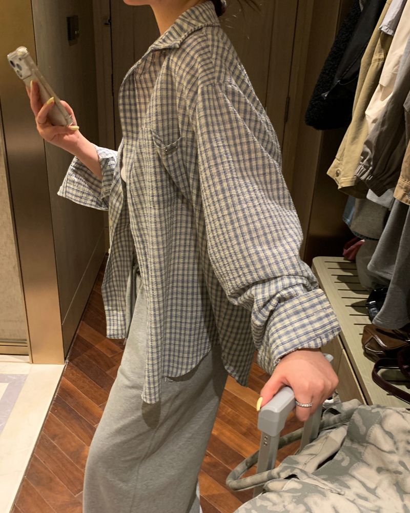 [ORIGINAL] Burnett Seersucker Check Oversized Shirt