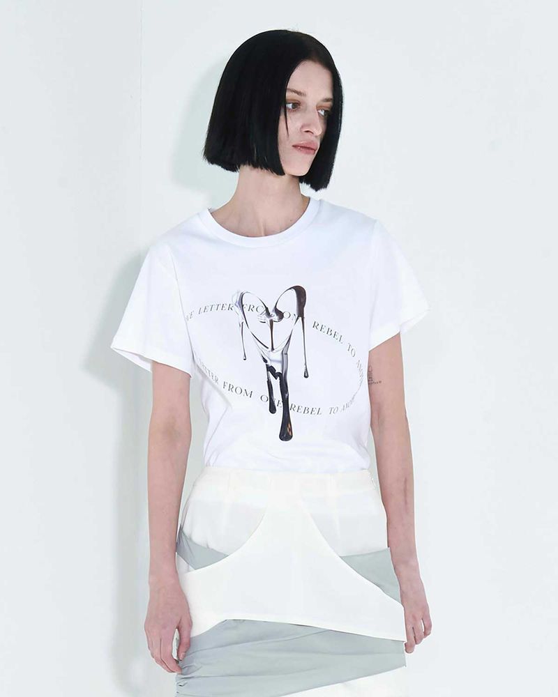 KIMZISU（キムジス）の「Heart Metal Dripping T-Shirt _ White（Tops）」
