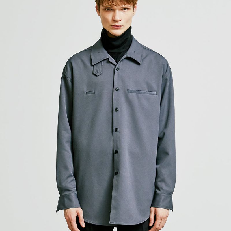 balmacaan welt pocket shirt jacket grey