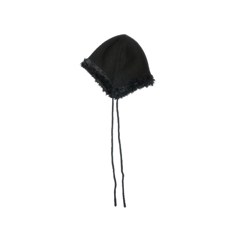 Furry Knit Trooper Hat (black)