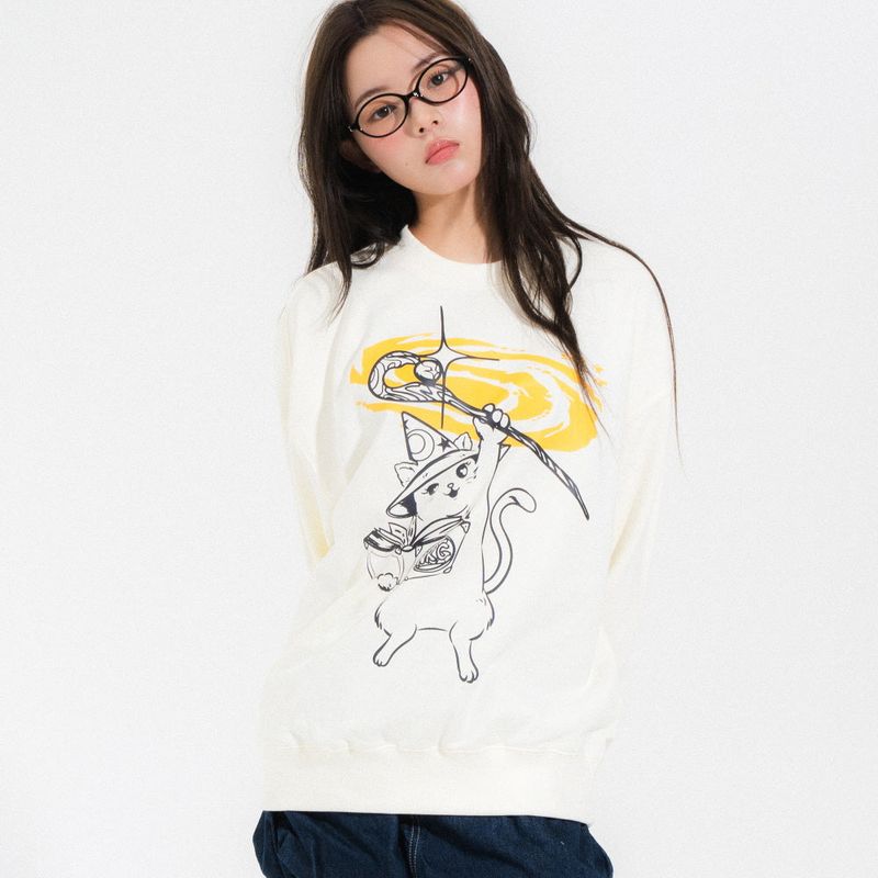 NEWKITSCH(ニューキッチジェネレーション)の「SUMMON CAT SWEATSHIRTS-IVORY(Tops)」