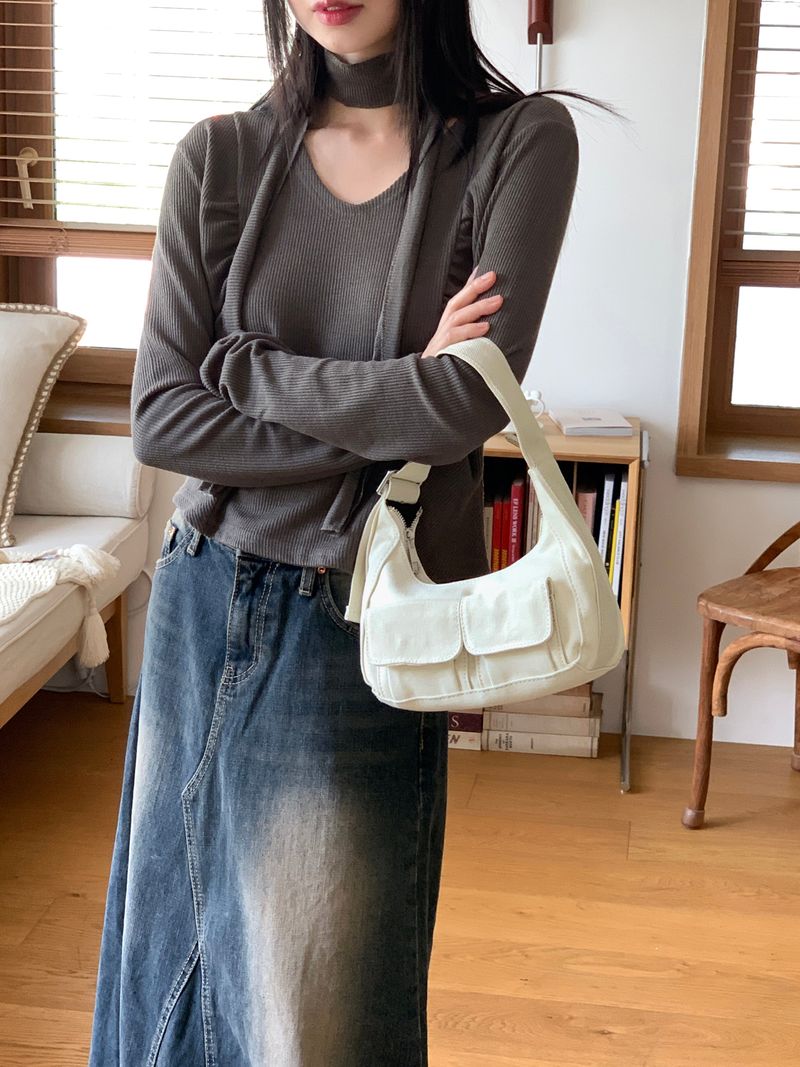 Bruce two-pocket cotton mini tote shoulder bag